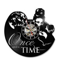 Once Upon A Time Round CD Antique Creative Record Wall Clock Hollow Vinyl Wall Clock Handmade Home Decor Hanging LED Clock