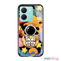 เคสโทรศัพท์พร้อมสำหรับ Vivo Y27 5G A78 OPPO 4G การ์ตูนน่ารักนาซ่ากันกระแทกหรูหรามันวาวเคสโทรศัพท์กระจกเทมเปอร์เคสประกบหลังแบบแข็งฝาครอบเชลล์เคส