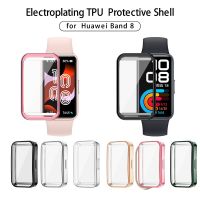 Hauwei Huawey Band 8 NFS Case 360° Full Body Plating TPU Soft Protection Case For Huawei Band 8 Band8 NFC 1.47" Shockproof Coque Wires  Leads Adapters