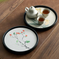 Quick drying water absorbing tea tray dry tea table ceramic pot household small round Kung Fu tea set tea sea tray wholesale