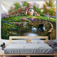 Fairy Tale Cottage Forest Tapestry Wall Hanging Bohemia Art Print Tapestry Room Home Decoration Hippie Pattern