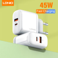 LDNIO 45W Charger เครื่องชาร์จโทรศัพท์ USB C Adapter Wall Fast Charger สำหรับ IPhone, IPad, Android,แท็บเล็ต Travel Charger