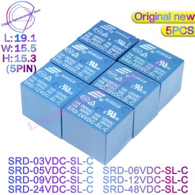 5ชิ้นรีเลย์ Srd-03vdc-Sl-C Srd-05vdc-Sl-C Srd-06vdc-Sl-C Srd-12vdc-Sl-C Srd-09vdc-Sl-C 3V 5V 6V 9V 12V 24V 48V 10a 5pin 250vac