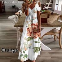 【hot】☈۩◈  Size Floral Print Boho Sling Hollow Out Loose V-Neck Beach dress Vestidos