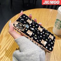 เคส JIUMOO สำหรับ Infinix 10 X682B เคส X682C การ์ตูนน่ารักลายหมีดอกไม้ดีไซน์ใหม่หรูหราชุบเคสมือถือกันกระแทกกรอบซิลิโคนเลนส์กล้องถ่ายรูปเคสนิ่มป้องกันคลุมทั้งหมด