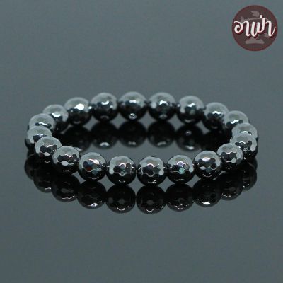 อาเป่า แร่เฮมาไทต์ เจียรเหลี่ยม Hematite ขนาด 10 มิล คัดหิน หินเฮมาไทต์ กำไลหินสี กำไลหินนำโชค แร่ในตระกูลเหล็กไหล หินสีเงิน หินมงคล