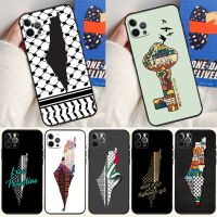 Embroidered Map of Palestine Case For iPhone 11 12 13 14 Pro XS Max XR X 6 7 8 Plus SE 2022 2020 Back Cover Phone Case