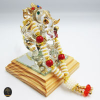 Ananta Ganesh ® พวงมาลัย handmade มุก ลูกปัดทอง (อินเดียแท้) ขนาด 5" พระพิฆเนศ พระแม่ลักษมี ท้าวเวสสุวรรณ Ma05 MAP