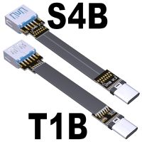 3A USB ประเภท C 10G/Bps ถึง USB 90องศาคู่สายริบบิ้นมุมแบนขึ้นลง USB 3.0ตัวเมียเป็นสายสายไฟต่อชนิด C