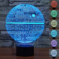 โคมไฟตั้งโต๊ะStar Wars Death Star ของขวัญ 3 D โคมไฟกลางคืน 7ของขวัญ