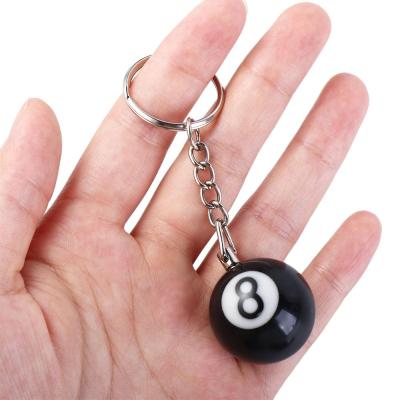 JAMIET แฟชั่นที่สร้างสรรค์ลูกกลมหมายเลข8เครื่องประดับสนุ๊กเกอร์ของขวัญ NO.8พวงกุญแจกุญแจแหวนโชคดีสีดำ8พวงกุญแจบิลเลียดพวงกุญแจ