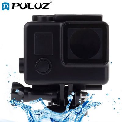PULUZ Black Edition กระเป๋ากล้องกันน้ำเคสมีสายรัดป้องกัน,ขายึดกล้องโกโปรพื้นฐาน HERO4 /3 + กันน้ำลึก: 10เมตร