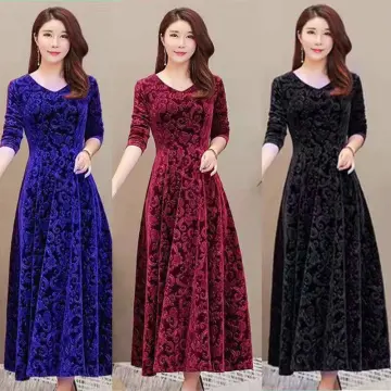 Casual velvet maxi on sale dress