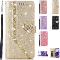 Glittering Shiny Leather Wallet Case for Huawei P40 P30 Lite P20 Pro Mate10 Mate20 Pro Flip Cover Protector