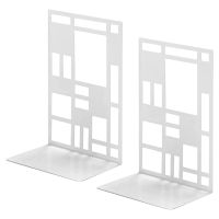 Metal Bookends,Heavy Duty Book Ends for Shelves with Felt Pads, Geometric Non-Skid Book Stoppers and Supports, 1 Pair