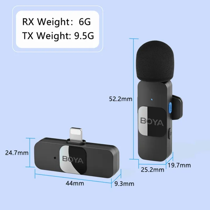 boya-ไมโครโฟนไร้สาย-2-4g-ลดเสียงรบกวน-ระยะส่งสัญญาณ-50-ม-แบบคลิปหนีบ-ขนาดเล็ก