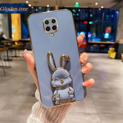 Andyh New Design For Xiaomi Redmi Note 9S Note 9Pro Note9 Pro Max POCO M2 Pro Case Luxury 3D Stereo Stand Bracket Smile Rabbit Electroplating Smooth Phone Case Fashion Cute Soft Case