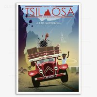 Carteles De Viaje Vintage De La Isla De Reunión Francesa,Pinturas En Lienzo,imágenes Artísticas ผนัง Modulares Para Decoración Del Hogar De La Sala De Estar ผ้าใบพิมพ์1ชิ้นภายในกรอบหรือไร้กรอบ (ขนาดของภาพสามารถปรับแต่งได้)