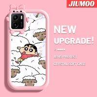 เคส JIUMOO สำหรับ VIVO Y15s Y15a เคส Y01การ์ตูนแกะน่ารักดินสอสีชินจันเคสซิลิโคนเลนส์กล้องถ่ายรูปมอนสเตอร์น้อยสุดสร้างสรรค์เคสกันกระแทกแบบใสเคสนิ่มใส่โทรศัพท์ใส