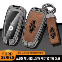 Ford เคสที่ห้อยกุญแจรถยนต์ของแท้จากระยะไกลอัจฉริยะเป็นหนังแท้ที่ใส่โลหะสังกะสีป้องกันพวงกุญแจเทอร์โบสำหรับรถฟอร์ด Wildtrak Everest Ecosport Edge Esc