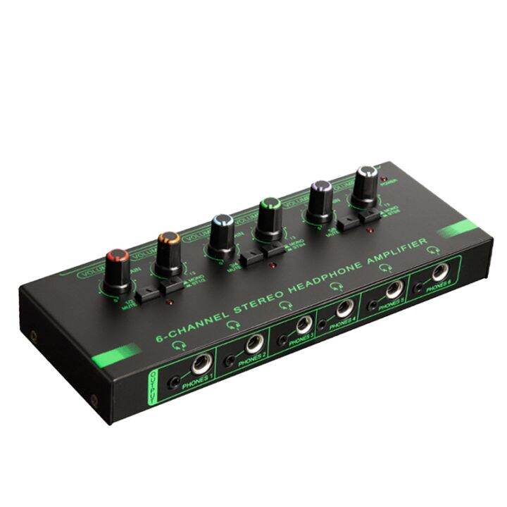 6 Channels Stereo Headphone Amplifier Audio Interface Low Noise Sound Mixer Recording Studio