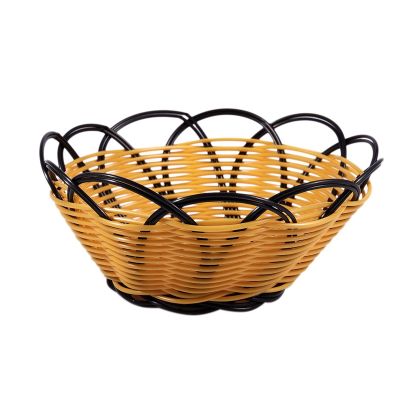 6pcs 7 Inch Plastic Braided Basket Fruit Vegetable Cookies Container Holder Black&amp;Orange