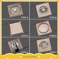 Deluxe Rose Gold Square Tile Embedded Hidden Brass Floor Drain Garbage Grille Bathroom Shower Drain Traps Drains