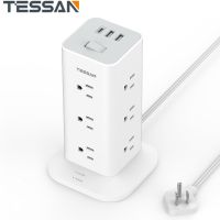 1.8M Extension Cord Surge Protector Power Strip Tower Type C Port, TESSAN Flat Plug Extension Cord 6 Feet with 12 Multiple Outlets 3 USB Ports (1 USB C), Multi Plug Charging Station for Home, Office Supplies, Dorm Room Essentials