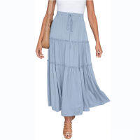 Women High Waist Solid Summer Female Long Skirts