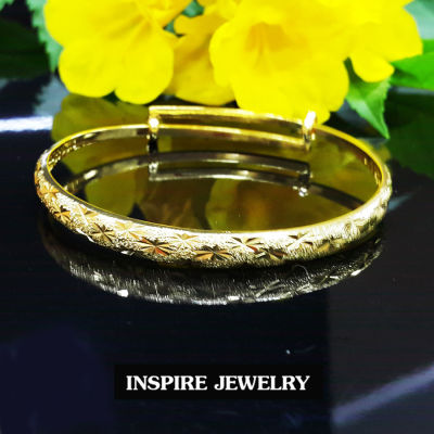 Inspire Jewelry สร้อยข้อมือทองลายไทยโบราณ สวยงาม ปราณีต  น้ำหนัก 4กรัม งานทองไมครอน ชุบเศษทองคำแท้ ยาว 17.5x0.5cm., 18x0.5cm.