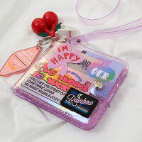 【CW】Square Bank Card Holders For Girl Transprent Photo Organzier Wallet Clear Glittering Postcards Storage Purse