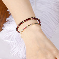 Exquisite 14k Gold Filled Wine Red Natural Garnet Beaded Bracelets for Women Female Lucky Fashion Jewelry Christmas Gifts YBR585