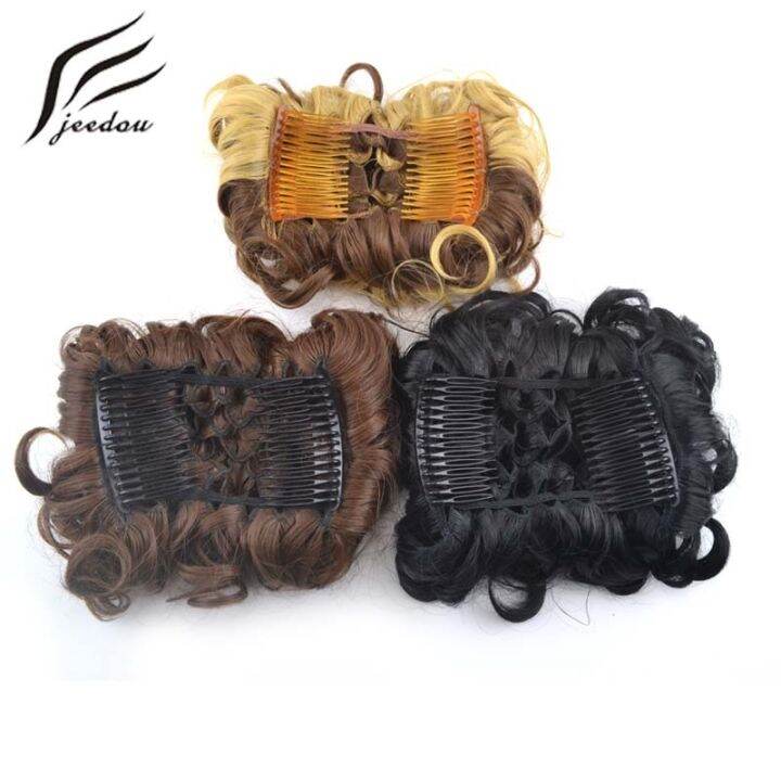 jeedou-updos-สังเคราะห์คลิปชิคนอนผมหยิกบนเส้นผมมวยผมสีเทาโบรมน์ผสมสีสไตล์วินเทจปิ่นปักผมแต่งงานผู้หญิง