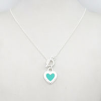 1: 1 Sterling Silver 925 Classic Fashion Exclusive Blue Enamel Heart Shaped Ladies Necklace Jewelry Holiday Gift