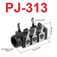 PJ-313 Stereo Audio Socket 3.5mm Phone Jack Connector Audio Jack 3-Pin PCB Mount