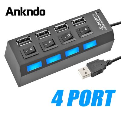 【CW】 ANKNDO 4port USB HUB 2.0 3.0 Multi Splitter Hab Power Adapter Mini Hub Socket Pattern PC Laptop Cable Connector