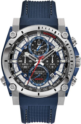 Bulova Mens Precisionist Chronograph Watch Blue Polyurethane Strap Precisionist Chronograph