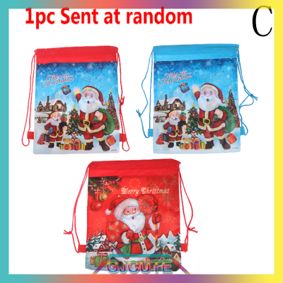 GJCUTE ของขวัญคริสต์มาส Candy BAG Santa claus กระเป๋าเป้สะพายหลังกระเป๋าเป้สะพายหลัง Xmas ของขวัญผู้ถือ