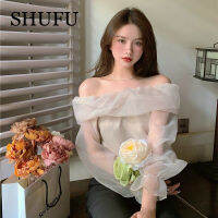 SHUFU 2005 พร้อมสต็อก ปิดไหล่ แขนยาว Blouse สำหรับผู้หญิง สไตล์โคเรียน ขนาดบวก ท็อปส์ซูแขนบับเบิ้ล