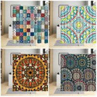 Indian Style Bohemian Shower Curtains Color Pattern Bathroom Decor Sets Geometric Texture Curtain With Hooks Wall Cloth Washable