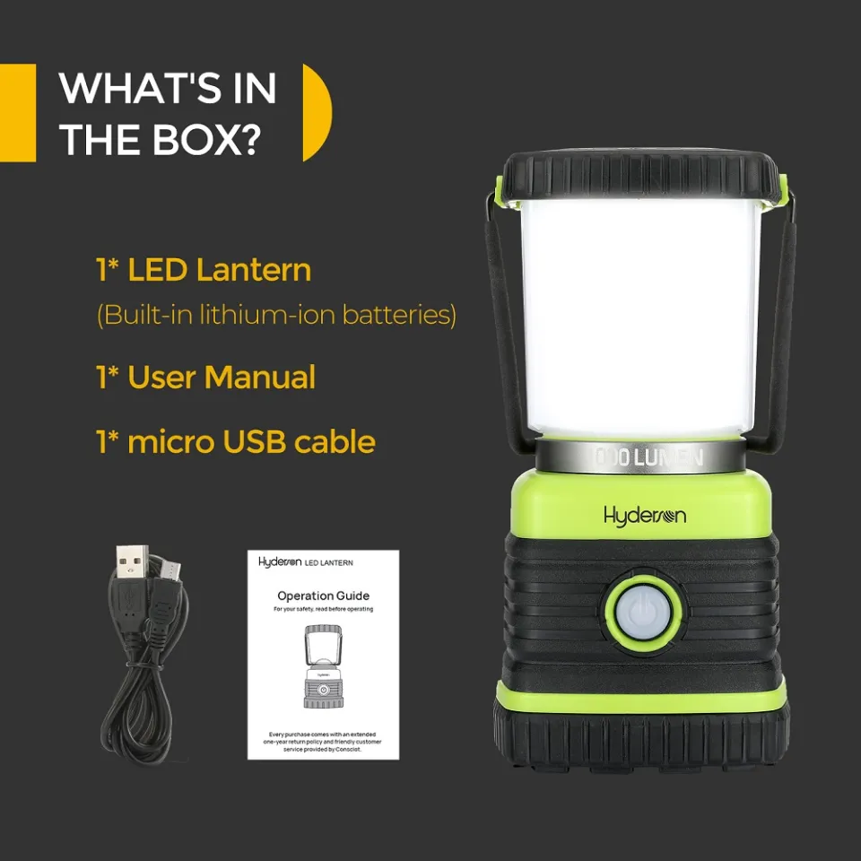 LED Camping Lantern, Consciot Battery Powered Camping Lights, 1000LM, 4  Light Modes, IPX4 Waterproof Tent Lights, Portable Flashlight for Power