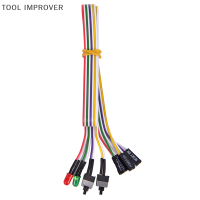 TOOL IMPROVER hongji1 ATX PC Compute เมนบอร์ดสายไฟ 2 สวิตช์เปิด ปิด รีเซ็ตพร้อมไฟ LED 68 ซม