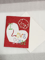 การ์ดอวยพรวันแม่ (ขนาด L) Handmade Mothers Day I Love Mom Mulberry Paper Card (Size L)