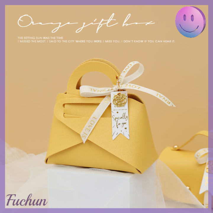 fuchun-กระเป๋าถือกล่องของขวัญหนังโบว์ริบบิ้นพร้อมกล่องบรรจุภัณฑ์แบบถุงขนมด้วยมือ