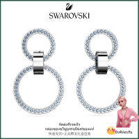 ?Swarovski?Hollow Blue Big Loop ต่างหูเพชร,S925 ต่างหูแฟชั่นสตรีเงินสเตอร์ลิง,ของขวัญวันเกิดวันวาเลนไทน์