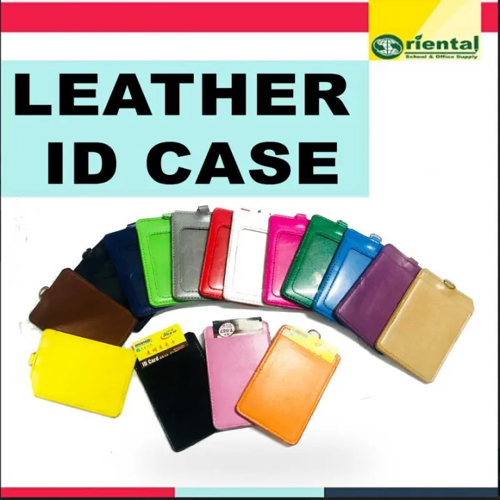 Leather ID Card Case Elegant Bright Colors 74 x 50 mm Paper Size