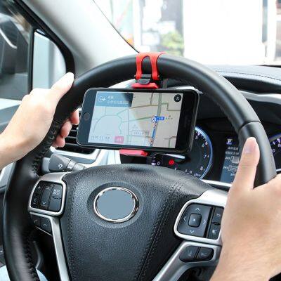 Universal Car Bracket Car Steering Wheel Phone Holder Clip Stand Elastic Buckle GPS Navigator Mount Car Phone Holder Car Mounts