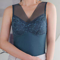 French Flora Lace Women เสื้อกั๊กความร้อน Chest Pad Cup Silk Patch Undercoat Coat Autumn &amp; Winter