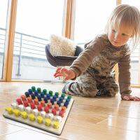 ซ็อกเก็ตทรงกระบอก Montessori กระดานบล็อคเกม/ของเล่นไม้/การเรียงลำดับสี/ทักษะการมอเตอร์อย่างดีเพื่อการศึกษาของเล่นการเรียนรู้ในช่วงต้น