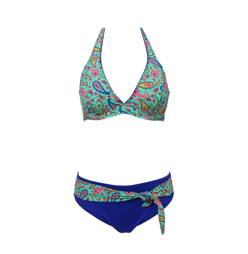 Andzhelika Blue Print Swimwear Women Plus Size Tankini Swimsuit